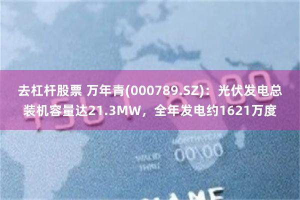 去杠杆股票 万年青(000789.SZ)：光伏发电总装机容量达21.3MW，全年发电约1621万度