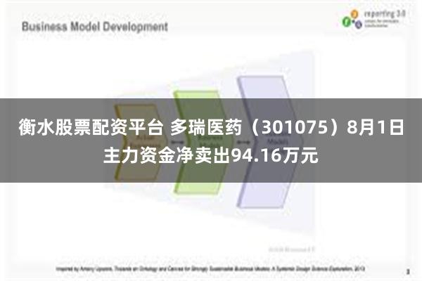 衡水股票配资平台 多瑞医药（301075）8月1日主力资金净卖出94.16万元