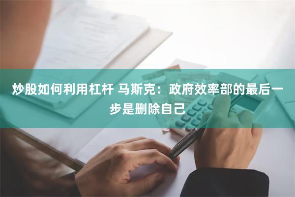 炒股如何利用杠杆 马斯克：政府效率部的最后一步是删除自己