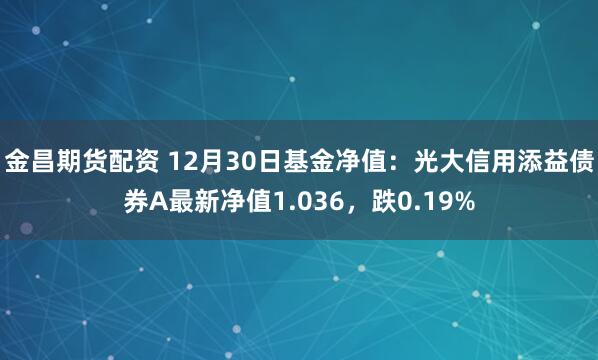 金昌期货配资 12月30日基金净值：光大信用添益债券A最新净值1.036，跌0.19%